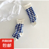 2025夏款韓國嬰兒連體衣男女寶寶可愛(ài)卡通海軍領(lǐng)三角包屁哈衣 藍色襪子 均碼 5個(gè)月到2歲