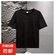 2025新款短袖T恤男ins潮牌歐美嘻哈風圓領打底衫上衣夏季 黑色 T344-CZ 2XL