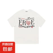 PIRKADAT美式復(fù)古高街創(chuàng)意涂鴉愛心字母印花韓系上衣百搭圓領(lǐng)夏季 白色 XL