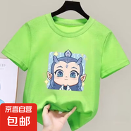 男女童短袖t恤純棉夏新款韓版上衣半袖大童女孩兒童裝衣服夏季-SL 綠色 90 （80-90厘米）