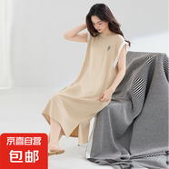 睡裙女夏季純棉2025新款韓版條紋無(wú)袖背心吊帶裙寬松大碼長(zhǎng)款開(kāi)叉 Z32009 L