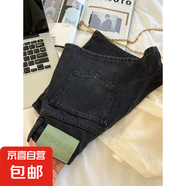 歐貨大碼側(cè)開叉牛仔短褲女2025夏季薄款高腰顯瘦遮胯a字熱褲胖mm 黑色 L