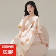 2025新款睡裙女士夏季短袖棉質(zhì)夏天薄款休閑條紋連衣裙睡衣家居服 A11690 M
