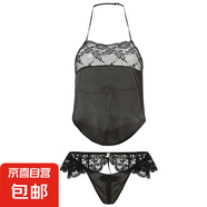 蕾絲誘惑肚兜開檔免脫性感肚兜大碼綁帶睡衣女蕾絲制服 復(fù)古蕾絲誘惑情趣內(nèi)衣肚兜制服（黑色）981 均碼
