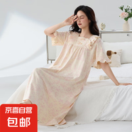 睡裙女款夏季純棉短袖睡衣孕婦寬松大碼200斤胖mm夏天長(zhǎng)裙家居服 Z31012 4XL