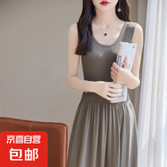優(yōu)雅吊帶長裙女夏季新款顯瘦修身無袖連衣裙高腰A字裙/NZ381-X 淺綠色 均碼 100-150斤