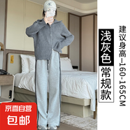 三條杠運(yùn)動(dòng)衛(wèi)褲女2025夏季新款高腰寬松顯瘦美式直筒休閑闊腿褲子 淺灰-常規(guī)款【有口袋-貝貝棉】 M 【90-105斤】