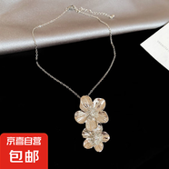跨境金屬花朵吊墜項鏈歐美時(shí)尚個(gè)性設計耳環(huán)輕奢高級感小眾項飾女 項鏈-銀色-吊墜