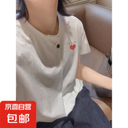 不規(guī)則設(shè)計(jì)氣質(zhì)顯瘦修身短袖t恤衫夏季新款洋氣休閑風(fēng)紐扣打底衫 K45-白色-G1706小圖 XL 建議115-130斤