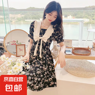 法式碎花連衣裙女2025夏季新款設(shè)計(jì)感學(xué)院風(fēng)方領(lǐng)收腰顯瘦8150 短款 L 【110-120斤】