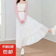 白色半身裙女春夏2025新款高腰a字裙傘裙長裙子夏季小個(gè)子蛋糕裙 白色-小個(gè)子款 S