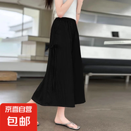 女童褲子夏季薄款女孩裙褲2025新款山本褲中大兒童七分褲半身褲裙 黑色 160