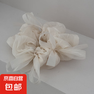 蘇純純色溫柔曼妙輕紗大腸圈打結(jié)蝴蝶結(jié)網(wǎng)紗發(fā)圈日常百搭森系頭飾 米色發(fā)圈 1個