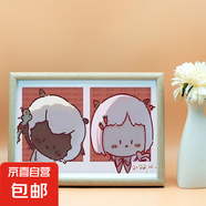 喜羊羊與灰太狼治愈暖心周邊立牌相框兒童房間桌面方形床頭柜禮物 喜羊羊與灰太狼-沸暖 10寸