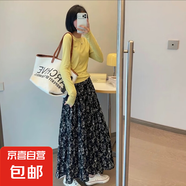 小個(gè)子復(fù)古碎花半身裙女春2025夏季新款高腰顯瘦蛋糕裙大擺A字裙 高個(gè)子黑色 身高158-180CM 2XL 建議130-150斤