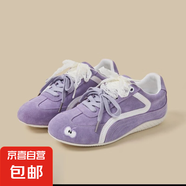 德訓(xùn)鞋女2025新款春季百搭運動休閑鞋復(fù)古賽車鞋軟底阿甘鞋子 淺紫色 37