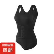 排扣束腰連體塑身衣女高彈力無(wú)痕大碼收腹提臀塑形美體開(kāi)襠三角褲 黑色-1件裝 L (建議100-120斤)