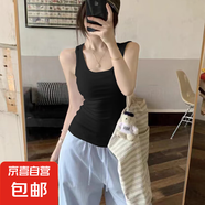 夏季小眾外穿運動(dòng)工字背心修身百搭美背短款上衣純欲風(fēng)白色吊帶女 F58-黑色 L 建議96-108斤
