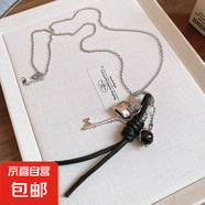 咖色小狗鑰匙扣項鏈ins小眾百搭設計毛衣鏈女高級感時尚飾品配飾 項鏈-黑色