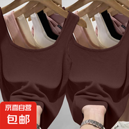 莫代爾短款吊帶背心女夏季內(nèi)搭外穿工字遮副乳無(wú)袖方領(lǐng)上衣打底衫 F58-咖色+咖色 L 建議96-108斤