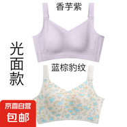 秘畫大胸內(nèi)衣女薄款胸顯鋼圈文胸下垂無痕收副薄款大碼聚攏胸罩 香芋紫+藍(lán)棕豹紋 XL （38/85B-D杯）