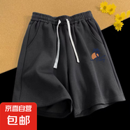 美式復(fù)古卡通印花短褲男夏季寬松直筒休閑五分褲子男潮 港男D357黑色 2XL