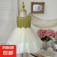 【女童連衣裙】2025年夏季新款洋氣小女孩蝴蝶結(jié)頭紗背心裙純色 綠色【贈(zèng)頭紗】 90 90cm