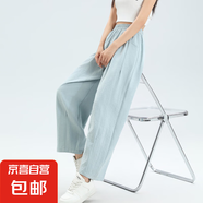 韓系奶奶褲女2025新款薄款腰休閑松緊腰高級感小個(gè)子奶芙哈倫褲 藍色-常規款 XL