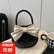 小眾蝴蝶結(jié)包包手提2025春夏新款高級質(zhì)感時尚褶皺包 黑色