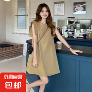 基礎款連衣裙女2025新款純色氣質(zhì)遮肉A字裙ins小個子輕熟風裙子潮 卡其色 S