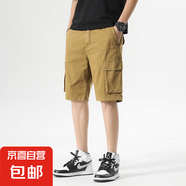 春夏新款純棉工裝褲男潮流休閑百搭青年戶外運(yùn)動五分褲男中褲潮牌 9387卡其色 34