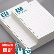 活頁本替芯26孔b5橫線活頁紙a5筆記本網(wǎng)格20孔大學(xué)生考研復(fù)習(xí)英語活頁夾空白得力晨光同款 A5活頁本替芯 空白-5本裝【300張】