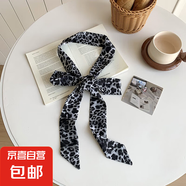 豹紋絲巾春秋新款復古護頸領(lǐng)巾細小手腕飄帶時(shí)尚腰帶綁發(fā)發(fā)帶飄帶 豹紋灰底