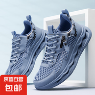 男鞋夏季大網(wǎng)鏤空運動鞋休閑鞋百搭溯溪涉水鞋戶外網(wǎng)布鞋防滑軟底 蘭色 40