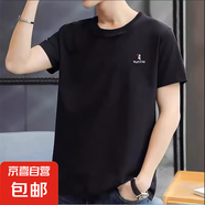 啄木鳥夏季T恤男短袖圓領(lǐng)純棉抗皺潮流休閑情侶裝半袖打底衫 黑色 4XL