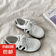可愛(ài)貓貓粉色厚底德訓(xùn)鞋女2025春季新款小眾原創(chuàng)設(shè)計(jì)chic休閑板鞋 米紅色 36