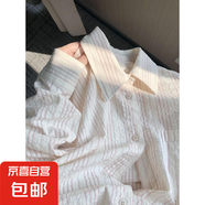 多巴胺粉色條紋襯衫女春韓版chic小眾寬松慵懶風(fēng)襯衣外套長袖開衫 粉色條紋 M