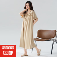 睡裙女夏季莫代爾短袖半袖長(zhǎng)裙冰絲涼感睡衣感胖mm大碼中長(zhǎng)款 Z5907 4XL