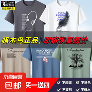 啄木鳥5件純棉短袖t恤男青年大碼寬松印花體恤圓領(lǐng)打底衫衣服半袖 耳灰+羽灰+S灰+鏈灰+樹灰 XL 建議【120-135斤】