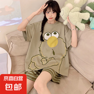 胸墊睡衣女2025年新款夏季仿棉短袖長褲少女家居服套裝防凸點(diǎn)柔軟 D37芝麻街 【雙短+胸墊】 XL 【建議140-170斤】3碼