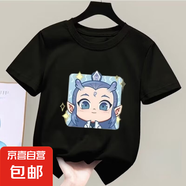 男女童短袖t恤純棉夏新款韓版上衣半袖大童女孩兒童裝衣服夏季-SL 黑色 150 （140-150厘米）