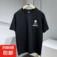 夏季時尚卡通刺繡圓領短袖男士休閑百搭潮流立體發(fā)泡半袖T恤MB 黑色 2XL