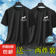 冰絲網(wǎng)眼t恤男夏季短袖體恤寬松大碼男裝速干透氣運動(dòng)圓領(lǐng)半袖-SL 【網(wǎng)眼T恤：駿馬 】黑色+黑色 5XL  建議180-200斤