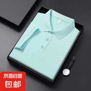 高端冰絲polo衫男士短袖T恤夏季2025新款商務(wù)翻領(lǐng)痞帥氣男款上衣 淺綠 2XL