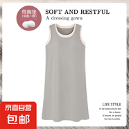 新款美式復(fù)古背心短袖無(wú)袖連衣裙女夏季2025寬松條紋長(zhǎng)裙子 Y22148簡(jiǎn)約睡裙【帶胸墊】 2XL 140-160斤