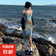 三亞海邊度假吊帶連衣裙子女夏季2025新款法式氣質包臀沙灘裙長裙 海島色連衣裙 L