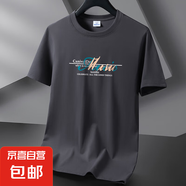 2025夏季新款男士短袖T恤寬松休閑圓領(lǐng)半袖潮裝上衣服打底衫-SL 深灰色 L 【90-110斤】