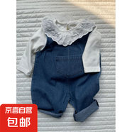 衣念你ins韓版牛仔藍純色口袋連體背帶長褲男女寶寶春秋夏款休閑 淺藍色 90 cm