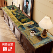 梵高油畫(huà)風(fēng)電視柜桌墊長(zhǎng)條桌布輕奢高級(jí)感鞋柜餐邊柜臺(tái)面保護(hù)墊子 皮革-【ZD31164】阿讓特伊橋 35*160cm