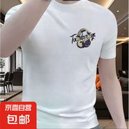2025夏季新款時尚潮流休閑男士百搭感圓領(lǐng)短袖高品質(zhì)棉質(zhì)T恤 001-耳機(jī)字母-白色 XL